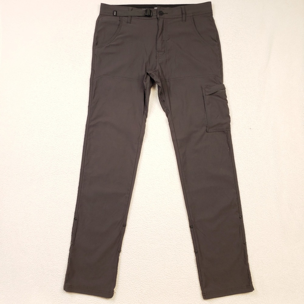 Prana Zion Slim Pants Mens 33x34 Dark Gray Stretch Cargo Outdoor Hiking 1969831